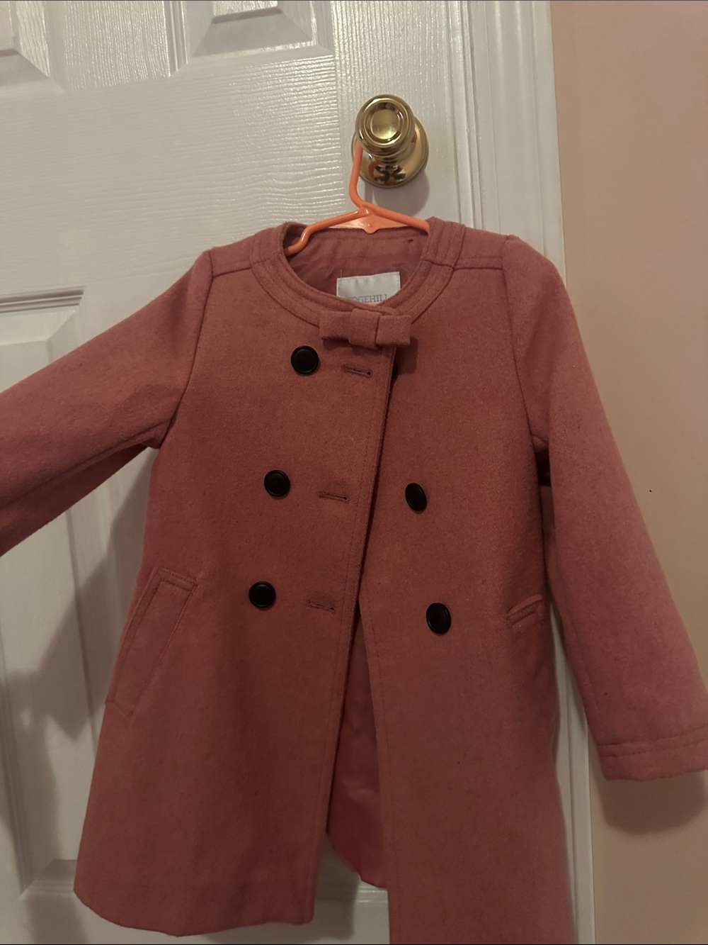 Edgehill Collection Girls' Double-Breasted Rose Pink Pea Coat